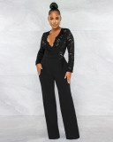 SC Sexy Lace Patchwork V Neck Jumpsuit MZ-2754