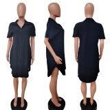 SC Solid Short Sleeve Shirt Dress LSD-83108