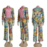 SC Casual Printed Shirt Top And Pants 2 Piece Sets CY-7134