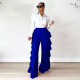 SC Solid Ruffled High Waist Wide Leg Pants YF-10191