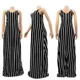 SC Plus Size 4XL Sexy Striped Sleeveless Maxi Slip Dress SFY-147
