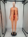 SC Plus Size Striped Sleeveless Vest Coat+Pants 2 Piece Sets YIM-265