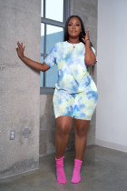 SC Plus Size Tie Dye Print Two Piece Shorts Sets LSD-DM8862