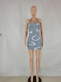 SC Sexy Printed Halter Slim Mini Dress FENF-241