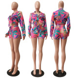 SC Sexy Printed Long Sleeve Shirt And Shorts 2 Piece Sets CM-8621
