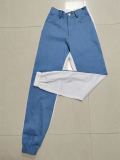 SC Denim Patchwork Hooded Two Piece Pants Sets MEM-88451