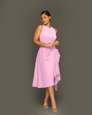 SC Solid Long Sleeve Crop Top+Sleeveless Dress 2 Piece Sets MIL-L335