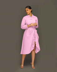 SC Solid Long Sleeve Crop Top+Sleeveless Dress 2 Piece Sets MIL-L335