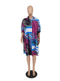 SC Plus Size Printed Half Sleeve Loose Shirt Dress ZDF-31222