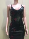 SC PU Leather Night Club Sling Mini Dress OD-8507