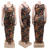 SC Plus Size Printed Sleeveless Maxi Dress YFS-10115