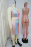 SC Plus Size Colorful Print Sleeveless 2 Piece Skirt Sets NNWF-7496