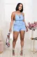 SC Denim Backless Cross Strap Jeans Romper LX-6941