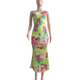 SC Floral Print Sleeveless Backless Maxi Dress ONY-7019