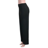 SC Elegant Solid High Waist Long Pants SH-390374