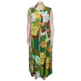 SC Plus Size Map Print Sleeveless Maxi Dress ONY-6009