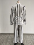 SC Casual Striped Long Sleeve Shirt And Pants 2 Piece Sets MIL-L338