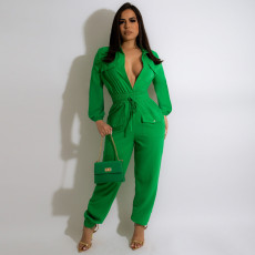 SC Classic Solid Long Sleeve Cargo Jumpsuit MA-Y519