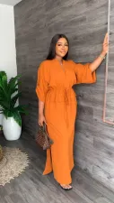 SC Solid Stand-Collar Split Maxi Dress YS-S824