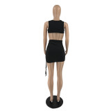 SC Sexy Drawstring Sleeveless Backless Mini Dress IV-8334
