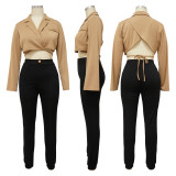 SC Sexy Backless Notched-Collar Cropped Blazer Coats YF-10196
