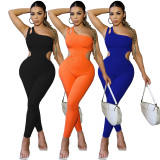 SC Sexy Solid Hollow Out One Shoulder Jumpsuit ME-8179