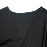 SC Solid V Neck Long Sleeve High Waist Maxi Evening Dress YF-10212