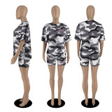 SC Camo Print Casual Two Piece Shorts Sets YIBF-60176