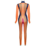 SC Fashion Print Long Sleeve Tight Jumpsuits XEF-K22Q18007