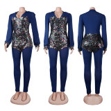 SC Sexy Sequin Patchwork Long Sleeve Jumpsuit NY-2539