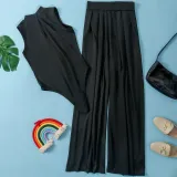 SC Solid Sleeveless Bodysuit+Wide Leg Pants 2 Piece Sets FSXF-328