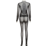 SC Sexy Mesh Sheer Print Long Sleeve Two Piece Pants Sets XEF-K22S17438