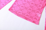 SC Sexy Mesh Sheer Print Long Sleeve Two Piece Pants Sets XEF-K22S17438