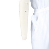 SC Solid One Shoulder Long Sleeve Pockets Jumpsuit ASL-6595