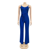 SC Sexy Spaghetti Strap Sashes Straight Jumpsuit BY-X3717