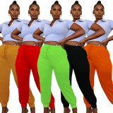 SC Plus Size Solid Casual Sports Pants OY-6376