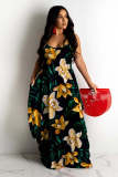 SC Plus Size Floral Print Sling Maxi Dress ONY-6013