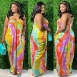 SC Plus Size Sexy Printed Sleeveless Sling Maxi Dress ME-S803