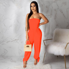 SC Solid Sexy Off Shoulder Strapless Jumpsuit ML-7478