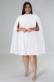 SC Plus Size Solid Pleated Knee Length Loose Dress SLF-7065