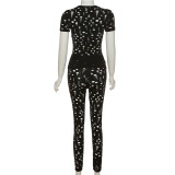SC Solid Sexy Hollow Ripped Skinny Two Piece Pants Set XEF-K22S19963