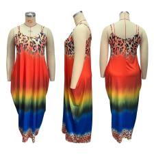 SC Plus Size Gradient Printed Sling Maxi Dress ME-6056