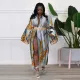 SC Casual Loose Printed Long Cloak Coat (Without Belt)BDF-7016