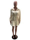 SC Solid Long Sleeve Casual Shirt Dress SHA-86323