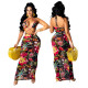 SC Sexy Print Lace-up Hollow Mesh Maxi Dress GOSD-OS6040