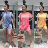 SC Casual Sports Tie Dye Short Sleeve Shorts Two Piece Set GOSD-OS6074