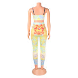 SC Print Sling Top And Pants Two Piece Sets(Without Belt) GOSD-OS6180