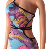 SC Sexy Nightclub Print Backless Irregular Jumpsuit GOSD-OS6002