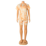 SC Casual Sports Tie Dye Short Sleeve Shorts Two Piece Set GOSD-OS6074