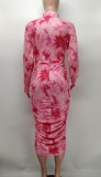 SC Tie Dye Print Longt Sleeve Slim Midi Dress XMY-9385